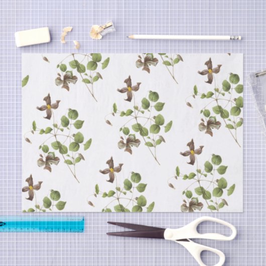 Clematis Flower Pattern 薄葉紙 (クラフト)