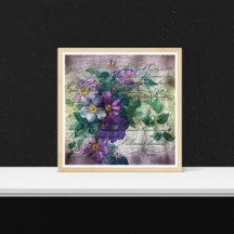 Clematis Flowering Vine Handwriting Grunge