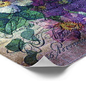 Clematis Flowering Vine Handwriting Grunge ポスター (角)