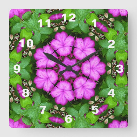 Clematis Kaleidoscope スクエア壁時計 (正面)