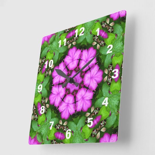 Clematis Kaleidoscope スクエア壁時計 (傾斜)
