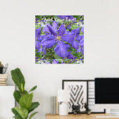 Clematis Purple Green Flower ポスター (ホームオフィス)