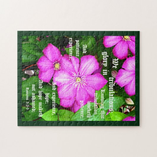 Clematis with Romans 5:3-5 ジグソーパズル (横)