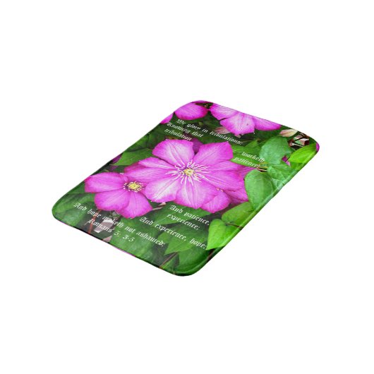 Clematis with Romans 5:3-5 バスマット (アングル)