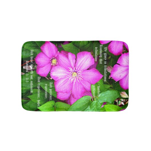 Clematis with Romans 5:3-5 バスマット (正面)