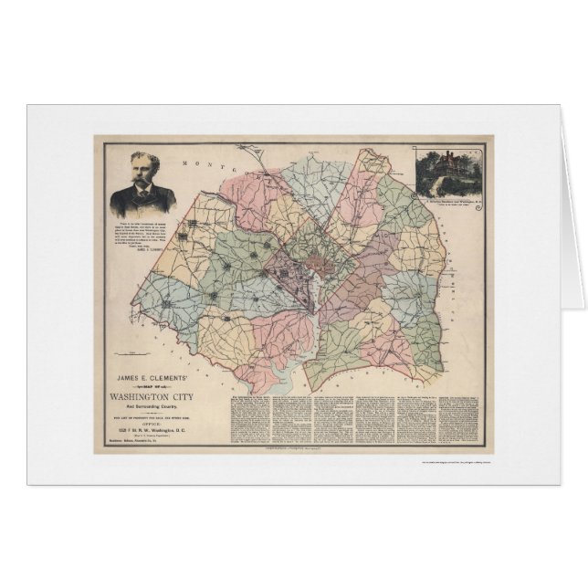 Clements 1891年著Washington D.C.の郊外の地図 (正面横)