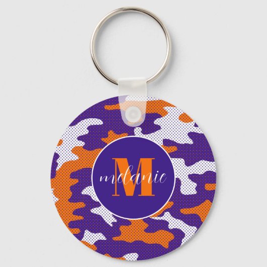Clemson-Inspired Orange & Purple Tiger Camo キーホルダー (正面)
