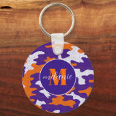 Clemson-Inspired Orange & Purple Tiger Camo キーホルダー (正面)