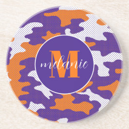 Clemson-Inspired Orange & Purple Tiger Camo コースター