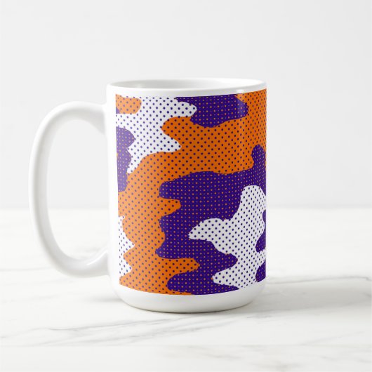 Clemson-Inspired Orange & Purple Tiger Camo コーヒーマグカップ (左)