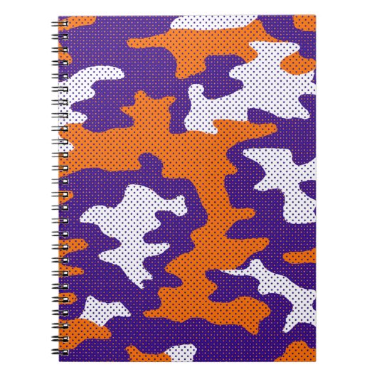 Clemson-Inspired Orange & Purple Tiger Camo ノートブック (正面)