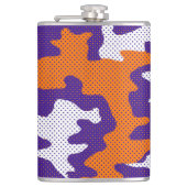 Clemson-Inspired Orange & Purple Tiger Camo フラスク (正面)