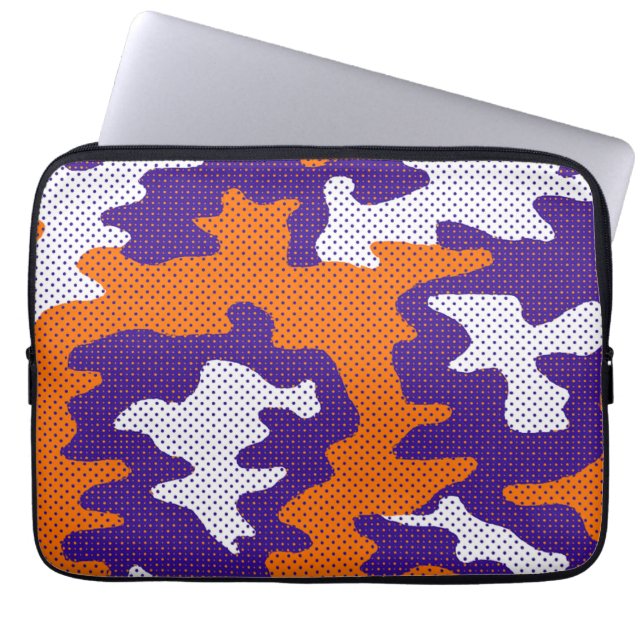 Clemson-Inspired Orange & Purple Tiger Camo ラップトップスリーブ (正面)