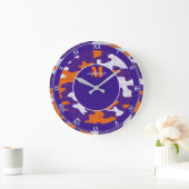 Clemson-Inspired Orange & Purple Tiger Camo ラージ壁時計 (ホーム)