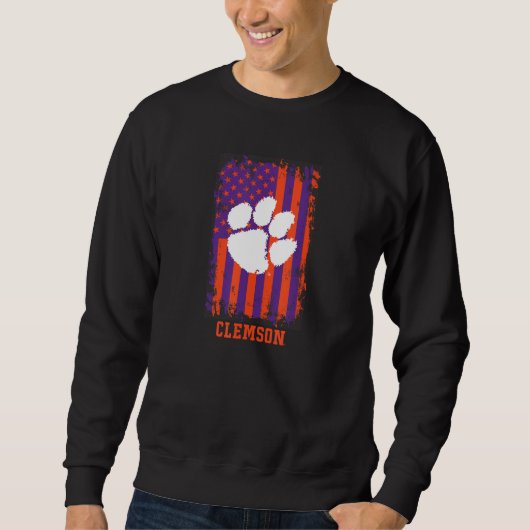 Clemson Tigers Patriotic Retro American Flag スウェットシャツ (正面)
