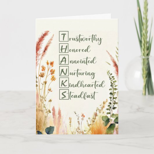 Clergy Appreciation Day Blessings Acrostic Words カード (正面)