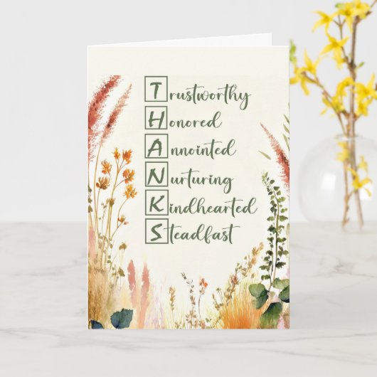 Clergy Appreciation Day Blessings Acrostic Words カード (黄色い花)