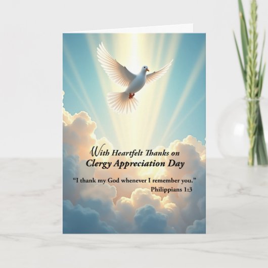 Clergy Appreciation Day Heartfelt Thanks with Dove カード (正面)