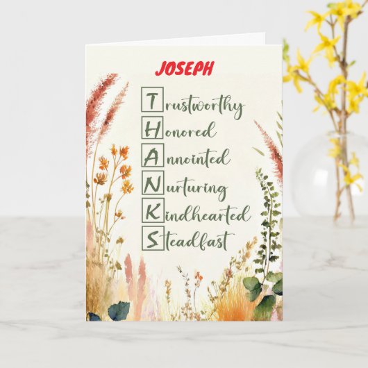 Clergy Appreciation Day Thanks Custom Name カード (黄色い花)