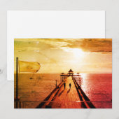 Clevedon Pier Red Sunset, Somerset, UK – フラットカード (正面/裏面)