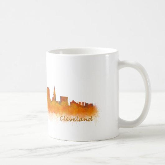 cleveland city US skyline watercolor コーヒーマグカップ (右)