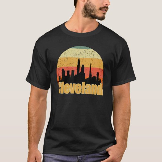 Cleveland Oh Skyline Silhouette Sunset I Love Clev Tシャツ (正面)