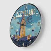Cleveland Ohio ラージ壁時計 (傾斜)