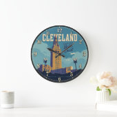 Cleveland Ohio ラージ壁時計 (ホーム)