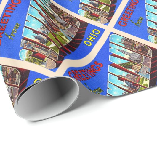 Cleveland Ohio OHヴィンテージ大文字葉書 ラッピングペーパー (ロールコーナー)