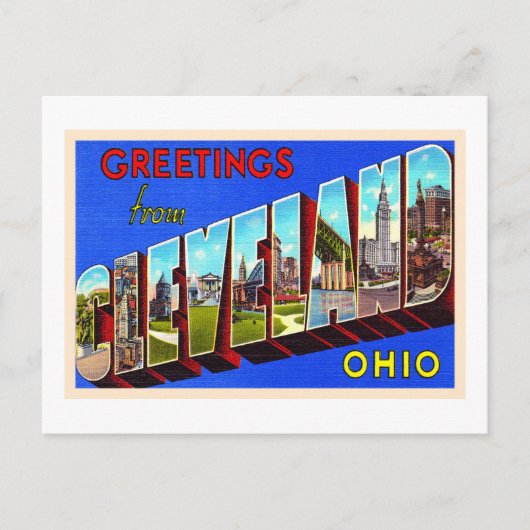 Cleveland Ohio OH Vintage Large Letter Postcard ポストカード (正面)
