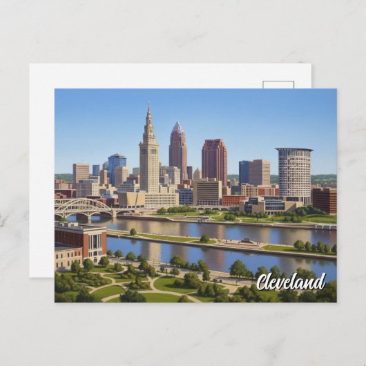 Cleveland Ohio Skyline ポストカード (正面/裏面)
