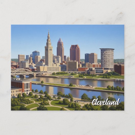 Cleveland Ohio Skyline ポストカード (正面)