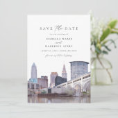 CLEVELAND OHIO Skyline Save the Date招待状 招待状 (スタンド正面)
