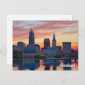 Cleveland Ohio Skyline Sunset ポストカード (正面/裏面)
