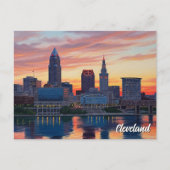 Cleveland Ohio Skyline Sunset ポストカード (正面)