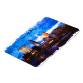 Cleveland Ohio USA水彩シティスケープ マグネット (左側)