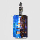 Cleveland Ohio USA水彩シティスケープ ラゲッジタグ (正面縦)