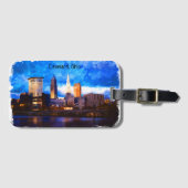 Cleveland Ohio USA水彩シティスケープ ラゲッジタグ (正面横)