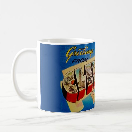 Cleveland Ohio Vintage Postcard Mug コーヒーマグカップ (左)