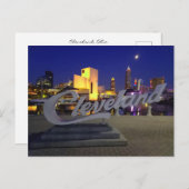 Cleveland script sign at night ポストカード (正面/裏面)