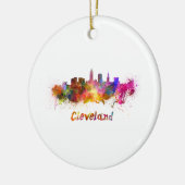 Cleveland skyline in watercolor セラミックオーナメント (左)
