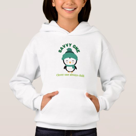 Clever One Always Chill Penguin Hoodie | Cool Kids (正面)