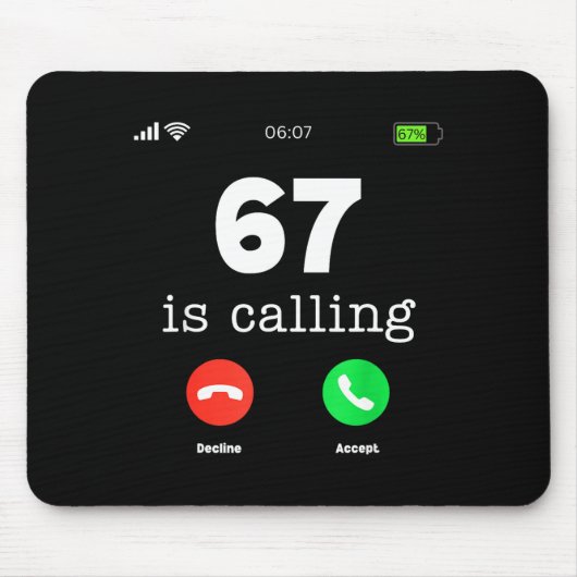 Clic 67 が呼んでる Tシャツ 楽しい 67 メーム マウスパッド (正面)