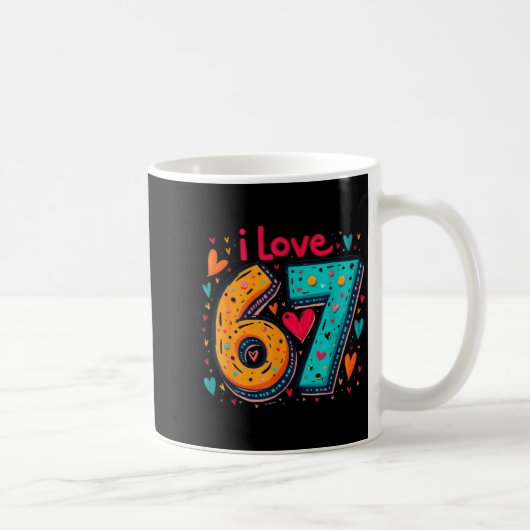 Clic 67 ミームデザイン 楽しいミーム 大好きな67 コーヒーマグカップ (右)