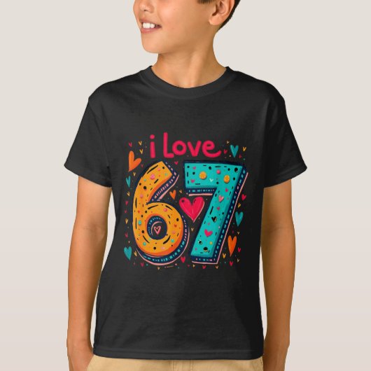 Clic 67 メメデザイン おもしろい メメ 私は67が好き  tシャツ (正面)