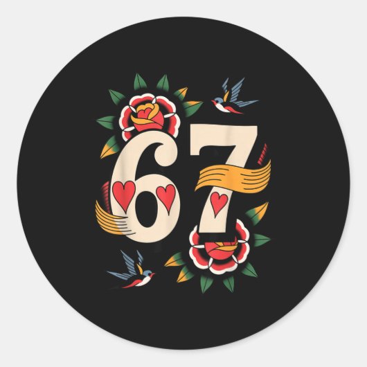 Clic 67 Tattoo Six Seven Valentines Day Ker  ラウンドシール (正面)