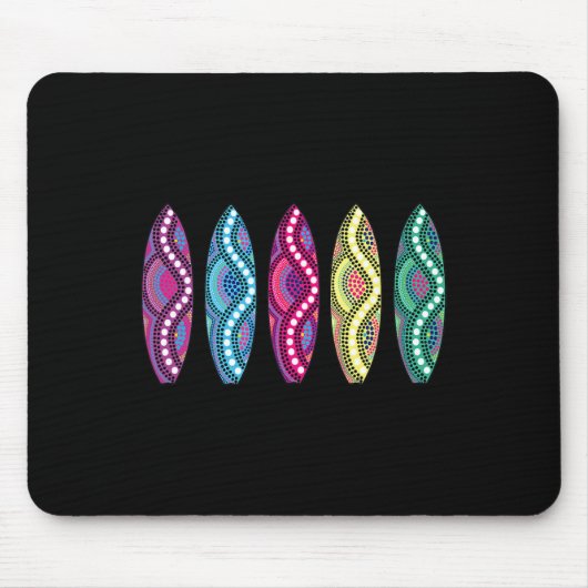 Clic Surfboard Quiver- Surfing Inspired Colorful D マウスパッド (正面)