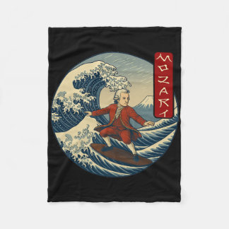 Clical Musician Mozart Ukiyo-e Surfing  フリースブランケット