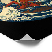 Clical Musician Mozart Ukiyo-e Surfing  ポスター (角)