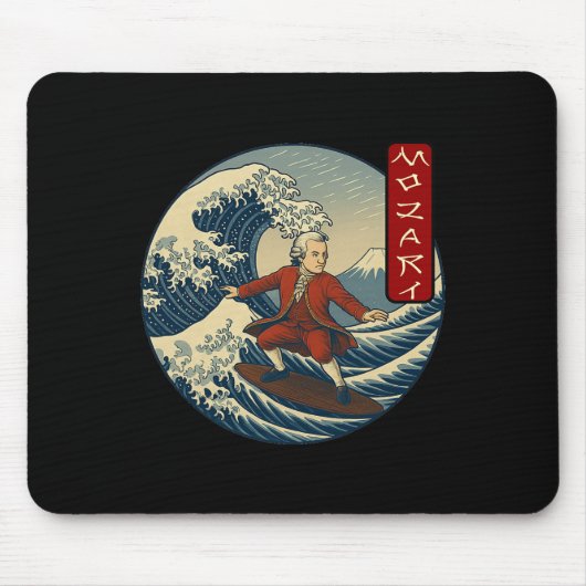 Clical Musician Mozart Ukiyo-e Surfing  マウスパッド (正面)